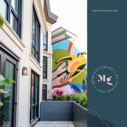 a poster of a colorful building